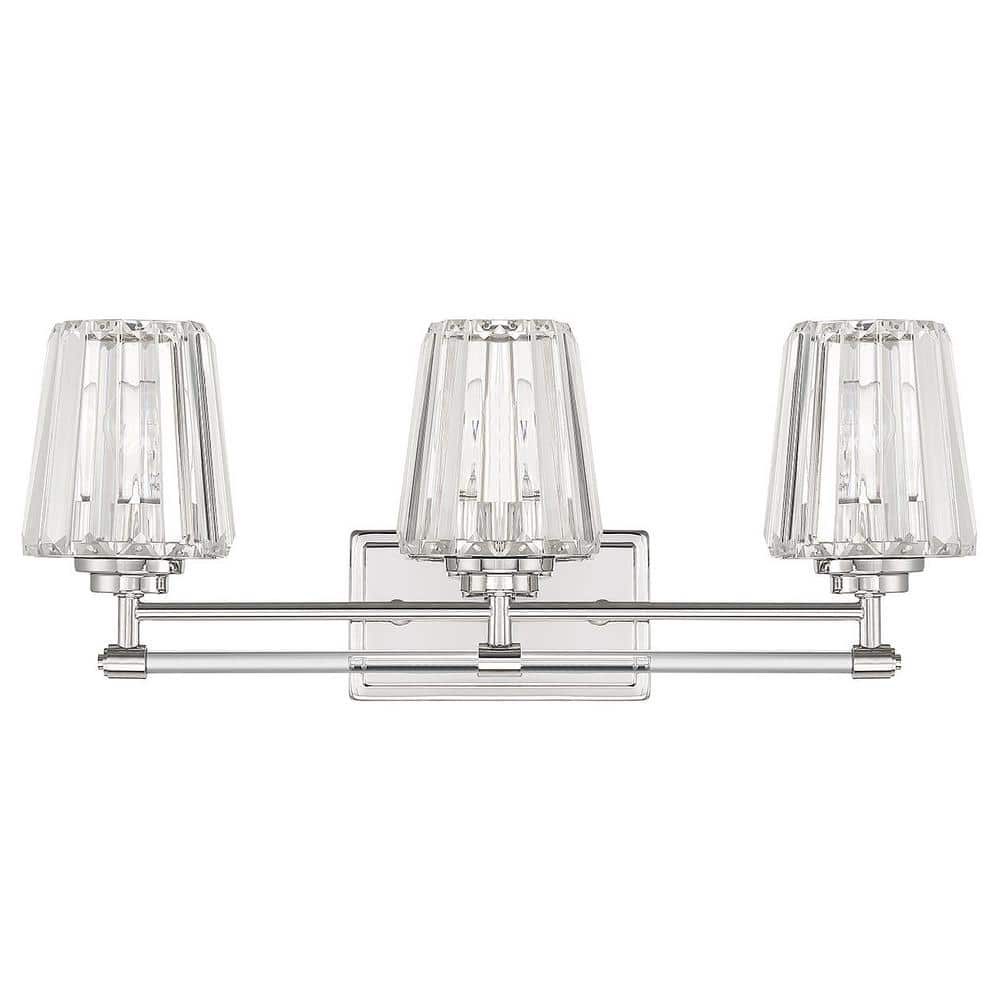 Polished Nickel 3-Light Vanity with Clear Crystal Shades