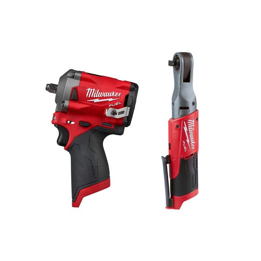 Milwaukee M12 FUEL 12V Lithium-Ion Brushless Cordless Stubby 3/8 in. Impact  Wrench and Ratchet Kit (Tool-Only Kit) 2554-20-2557-20 The Home Depot