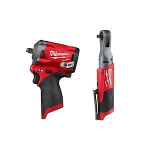 Milwaukee M12 FUEL 12V Li-Ion Stubby 3/8in Impact Wrench and Ratchet Kit
