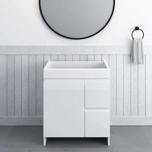 VOLPA USA AMERICAN CRAFTED VANITIES Mace 30 in. W x 18 in. D x 34 in. H Bath Vanity Cabinet without Top in Glossy White with Right-Side Drawers
