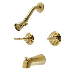 Magellan Double Handle 1-Spray Tub and Shower Faucet 2 GPM in. Brushed Brass (Valve Included)