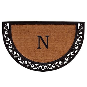 Ornate Scroll 30 in. x 48 in. Coir Monogrammed Door Mat (Letter N)