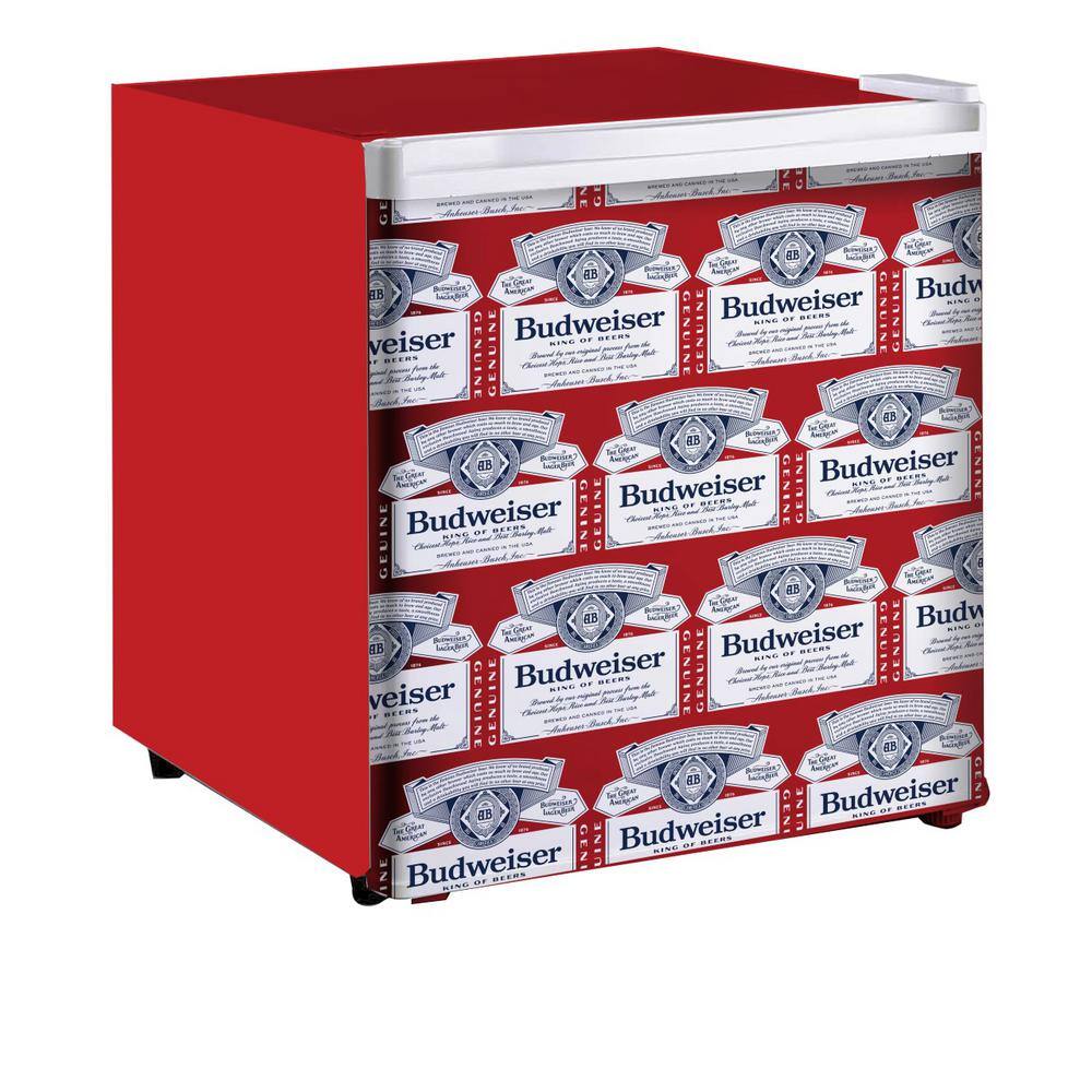 Buy 1.6 cu. ft. Mini Fridge Bud in Red Themed Logo without Freezer