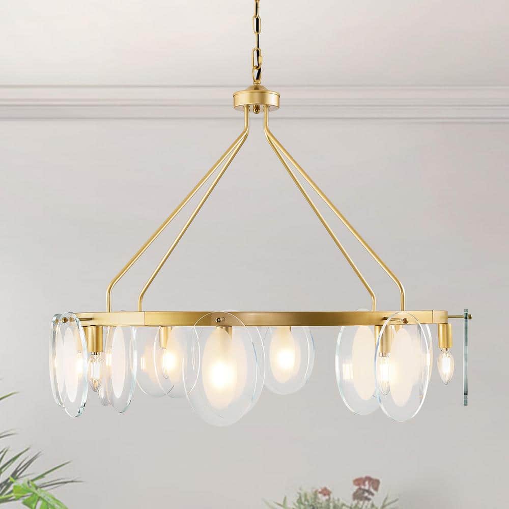 8-Light Gold Circle Chandelier with white Glass for Living Room price history on PriceWatchPro