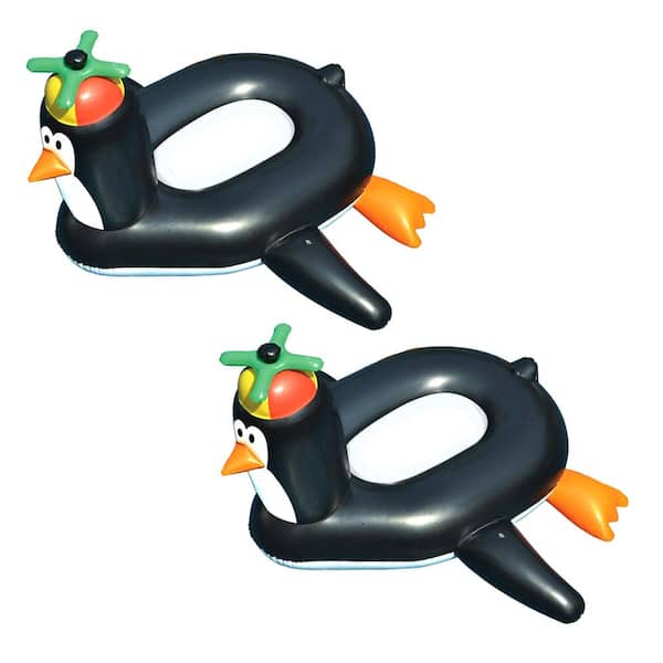 Swimline Black/White Inflatable Giant Happy Penguin Float Pool (2-Pack)