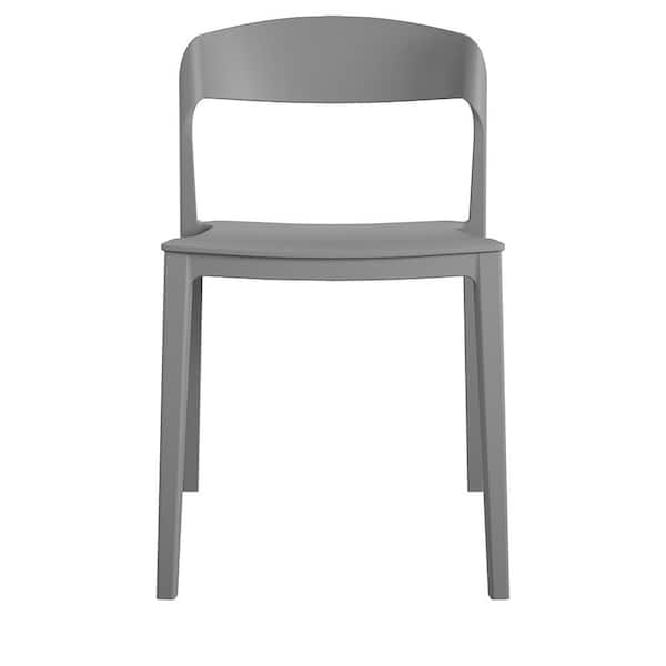 Cosco Outdoor/Indoor Stacking Resin Chair Ribbon Back, 2-Pack, Gray