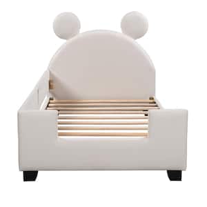 White Twin Size Upholstered Daybed with Carton Ears Shaped Headboard