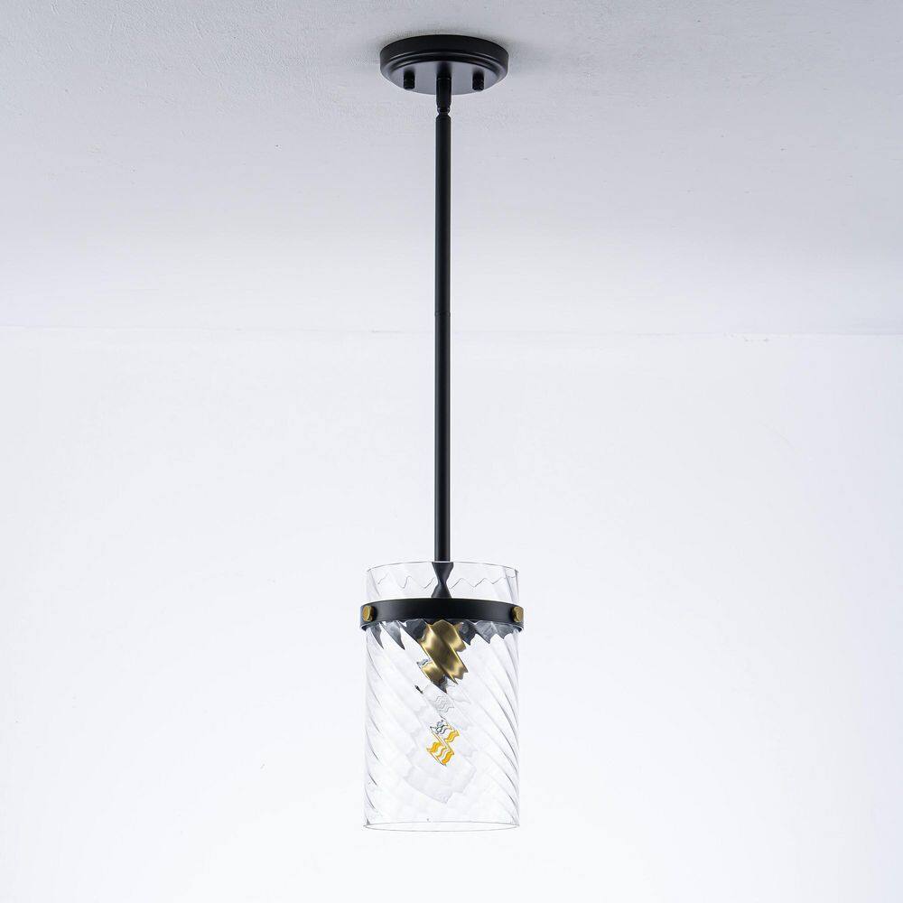 Modern Industrial 1-Light Pendant Light with Black Gold Metal and Twisted Clear Glass Shade for Kitchen Island price history on PriceWatchPro