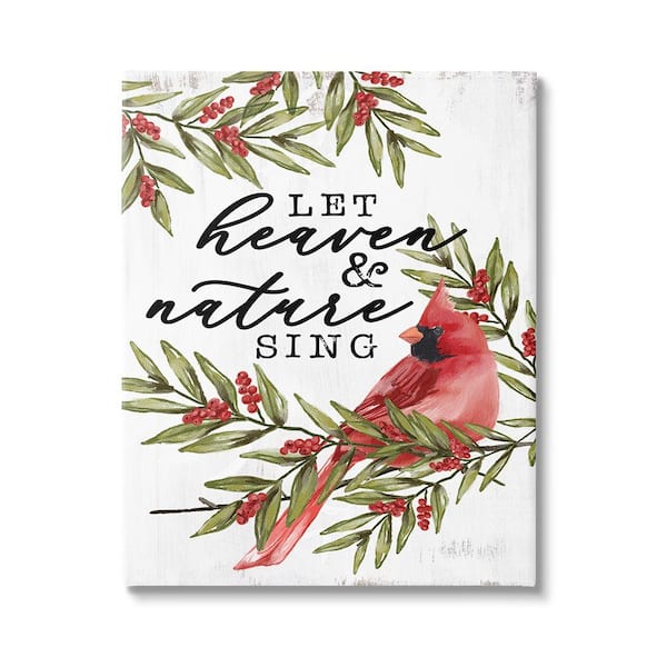 Stupell Industries Festive Phrase Cardinal byDogwood Portfolio 1 Piece Unframed Graphic Print Animal Poster Art Print 20 in. x 16 in.