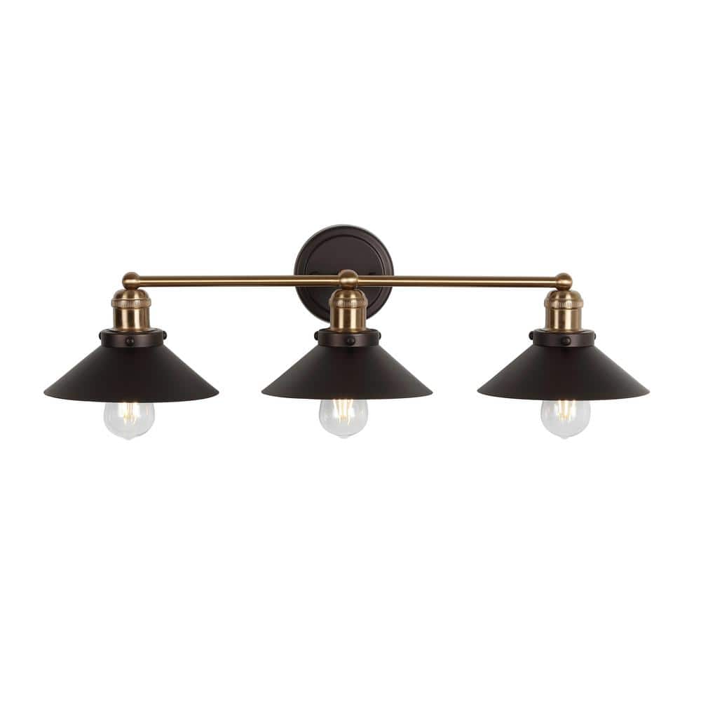 Elegant Oil Rubbed Bronze & Brass 3-Light Vanity Wall Fixture
