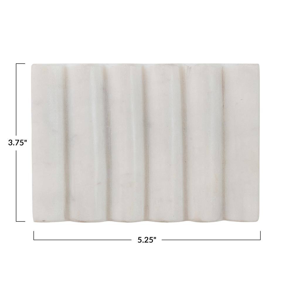 White Carved Marble Rectangular Soap Dish