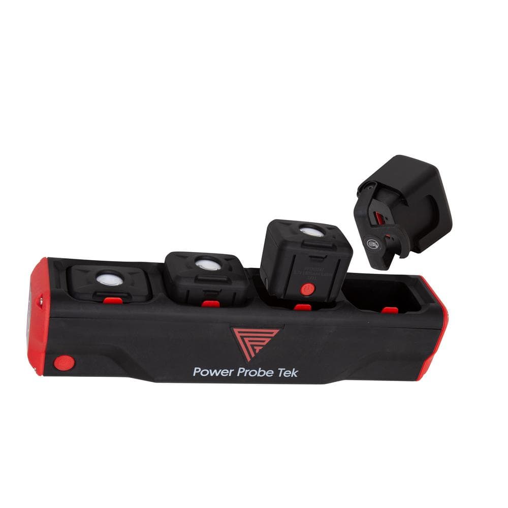 Power Probe PPMWL1000 Pro Series 1000 Total Lumen Rechargeable Magnetic Base with Four Modular Magnetic Removable Work Lights - Black