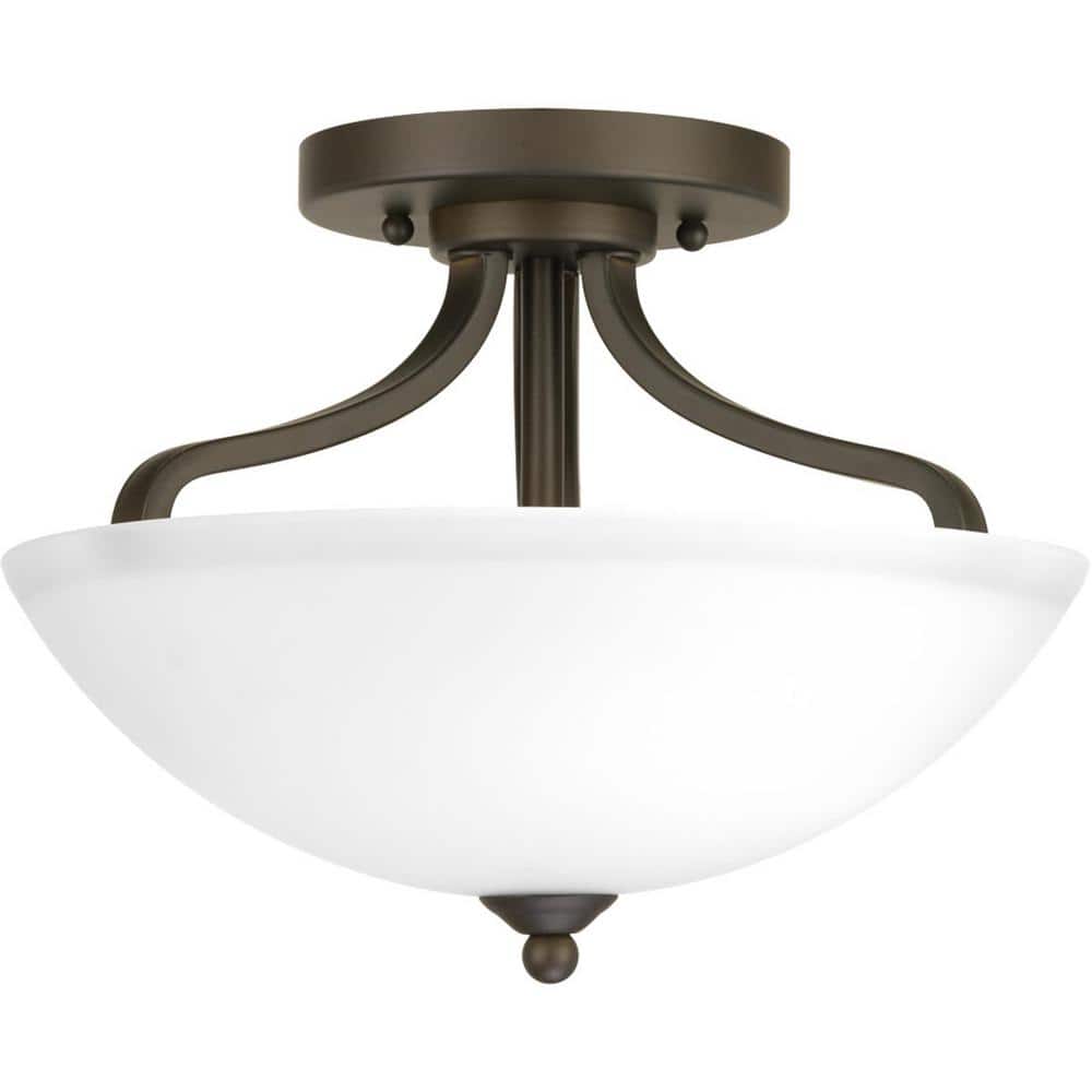 Antique Bronze Glass Bowl Semi-Flush Ceiling Light