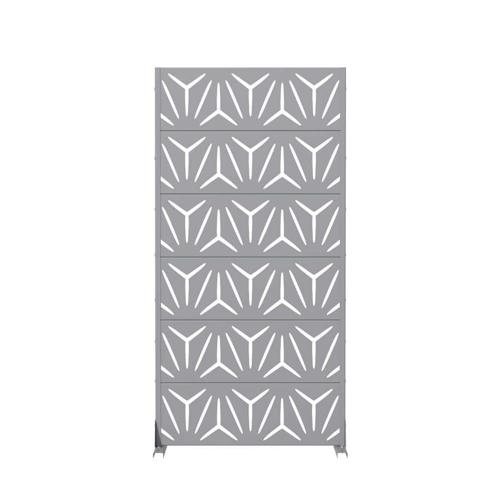 1-Pc 6 ft. x 3 ft. Gray Outdoor Metal Privacy Screen, 6-Panel Geometric Y-Pattern Decorative Screen for Garden price history on PriceWatchPro
