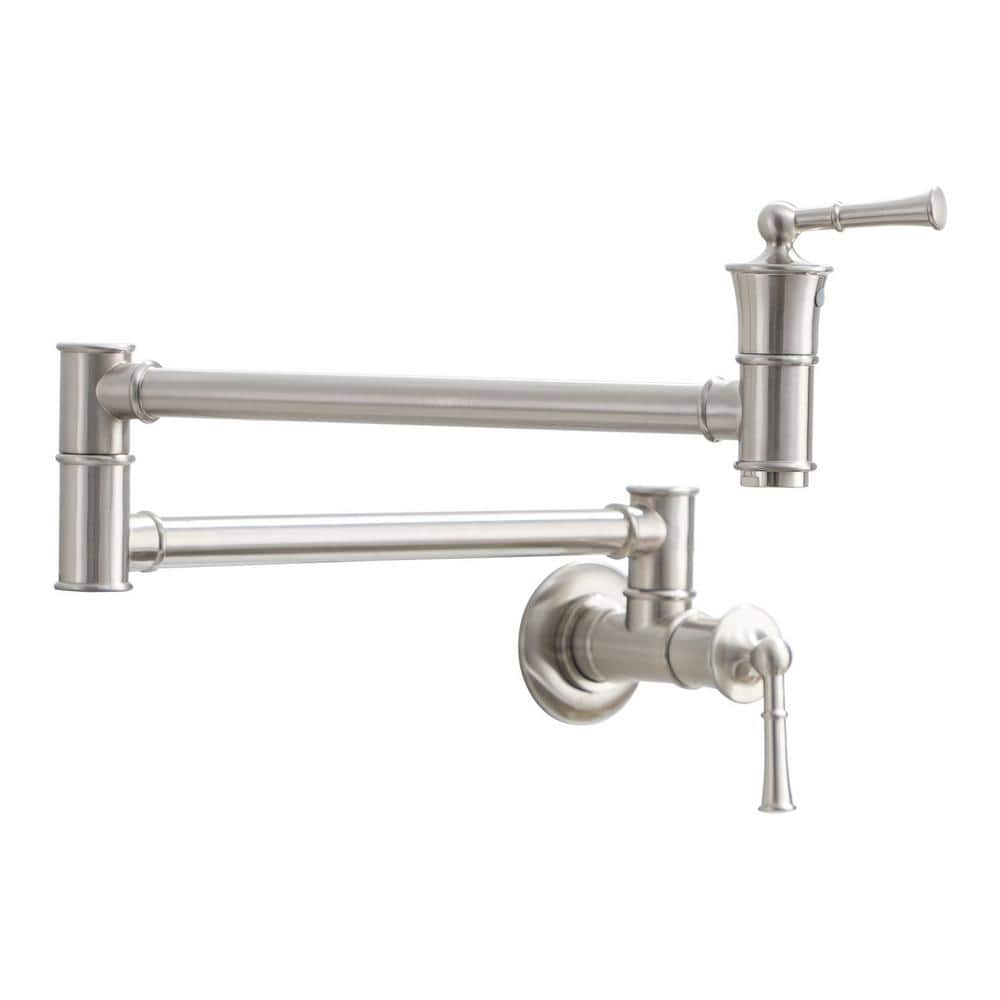 1.8 GPM Solid Brass Wall Mounted Foldable Kitchen Pot Filler with Mounting 