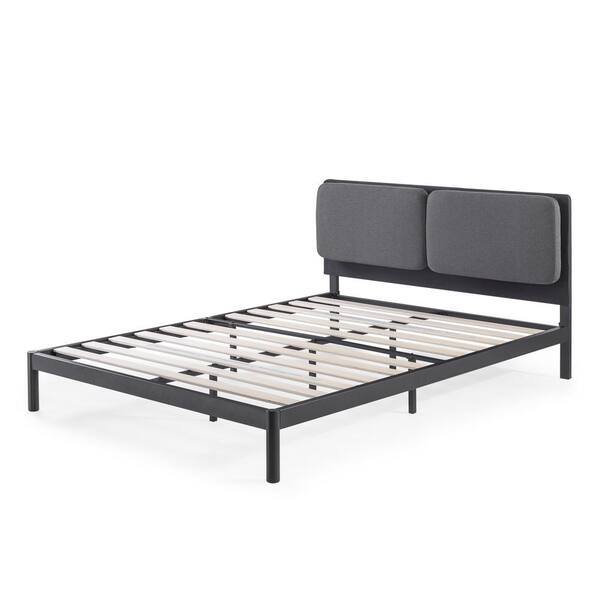 Zinus Avery Dark Grey King Platform Bed with Reclining Headboard