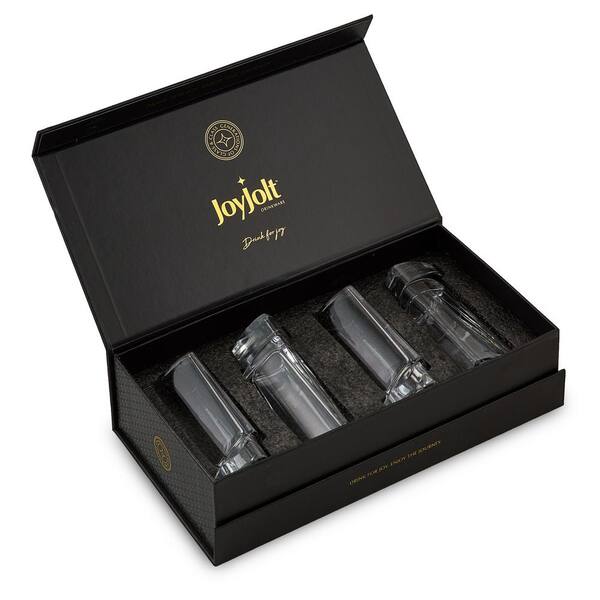 JoyJolt Shot Dispenser with 6 Glass Shot Glasses