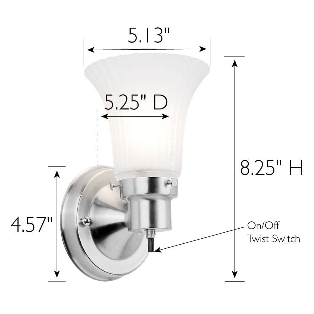Elegant Satin Nickel Curved Wall Sconce with Frosted Opal Glass
