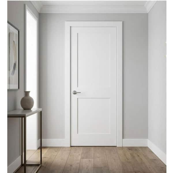 Krosswood Doors 30in.x80in. Shaker 2-Panel Right-Hand Primed Solid