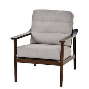 Outdoor Patio Lounge Chair, Solid Wood Frame and Soft Cushion Bistro Chair for Balcony Yards