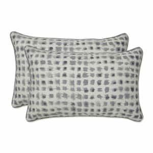 Grey Rectangular Outdoor Lumbar Throw Pillow 2-Pack