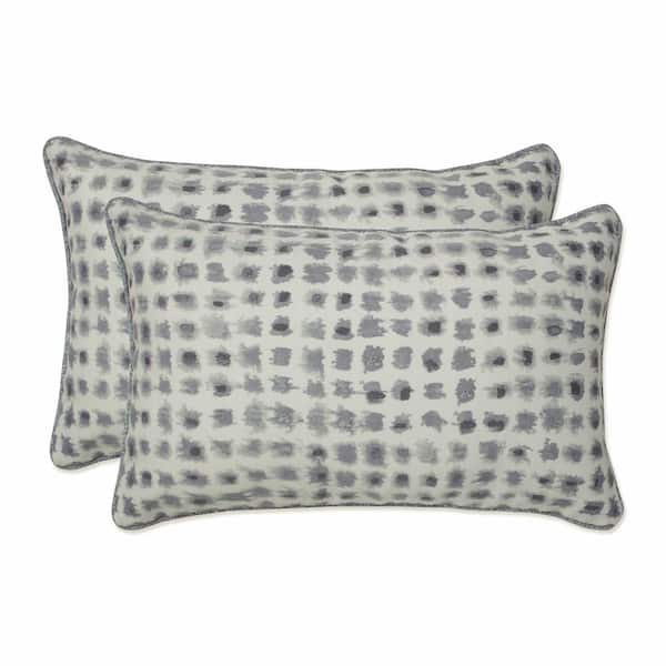 Pillow Perfect Grey Rectangular Outdoor Lumbar Throw Pillow 2-Pack