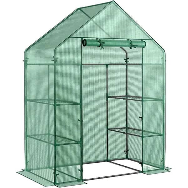 spca 55.5 x 29.3 x 80.7 in. Walk in Greenhouse, Durable PE Cover Green House Kit with Anchors and Ropes