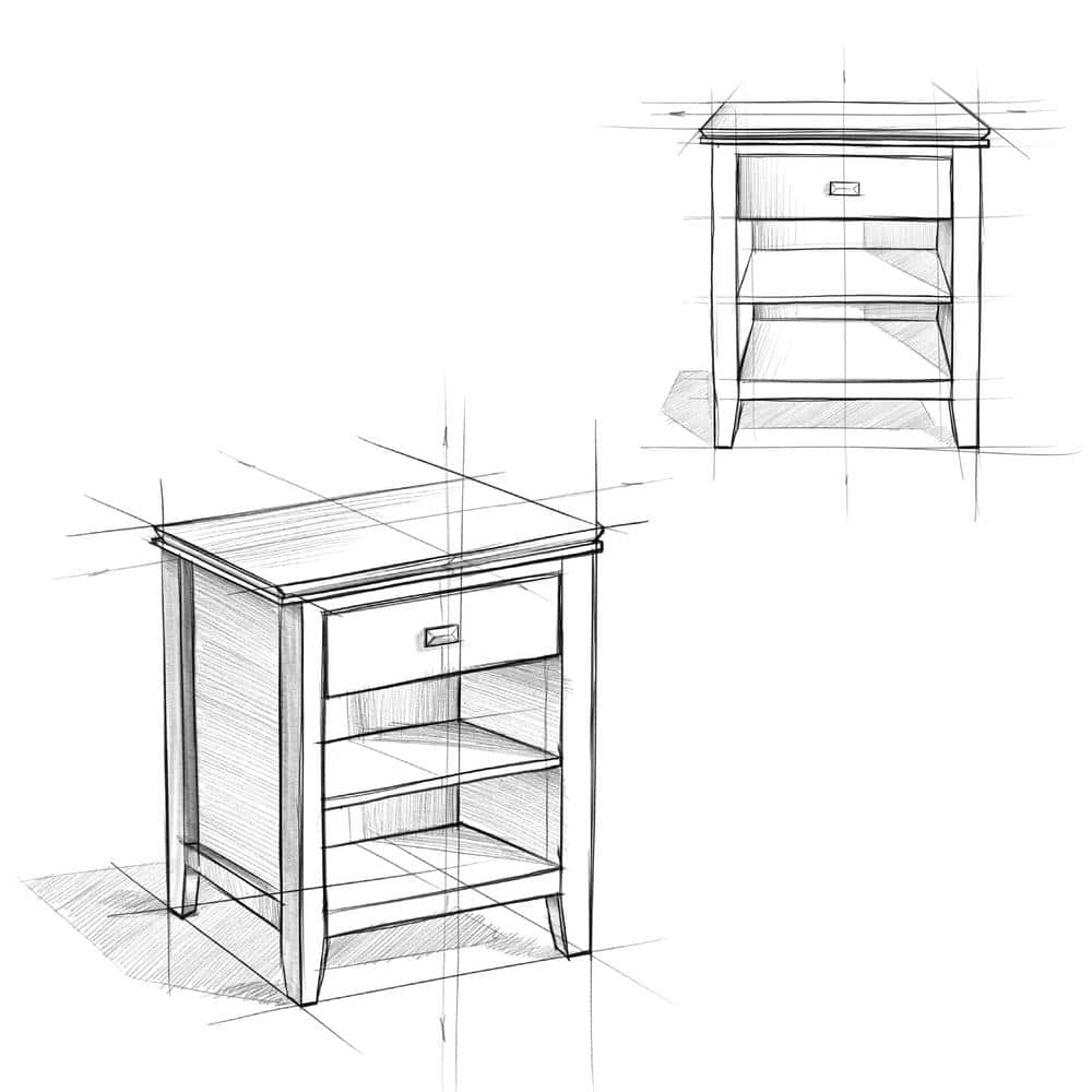 Warm Walnut Brown 24" Nightstand with Drawer and Shelf