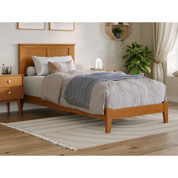 AFI Madison Light Toffee Natural Bronze Solid Wood Frame Twin XL Low Profile Platform Bed
