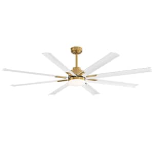 Vincent 72 in. Integrated LED Indoor White-Aluminum-Blade Gold Ceiling Fans with Light and Remote Control Included