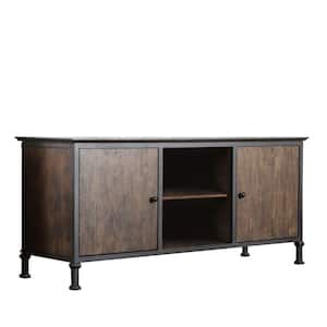 Broadland 60 in. Weathered Oak TV Stand with Solid Front Storage Cabinets Fits TV's up to 60 in. with Rear Wiring Access
