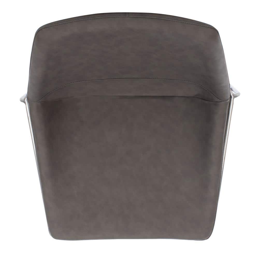 Ash Grey Leather and Silver Metal Hairpin 25" Counter Stool
