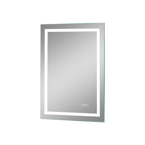 COWLOWN 24 in. W x 32 in. H LED Rectangular Frameless 3 Brightness x 3 Colors Anti-Fog Wall Bathroom Vanity Mirror in Silver
