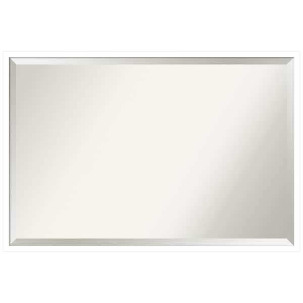 Amanti Art Medium Rectangle Matte Grey Beveled Glass Modern Mirror (25 in. H x 37 in. W)