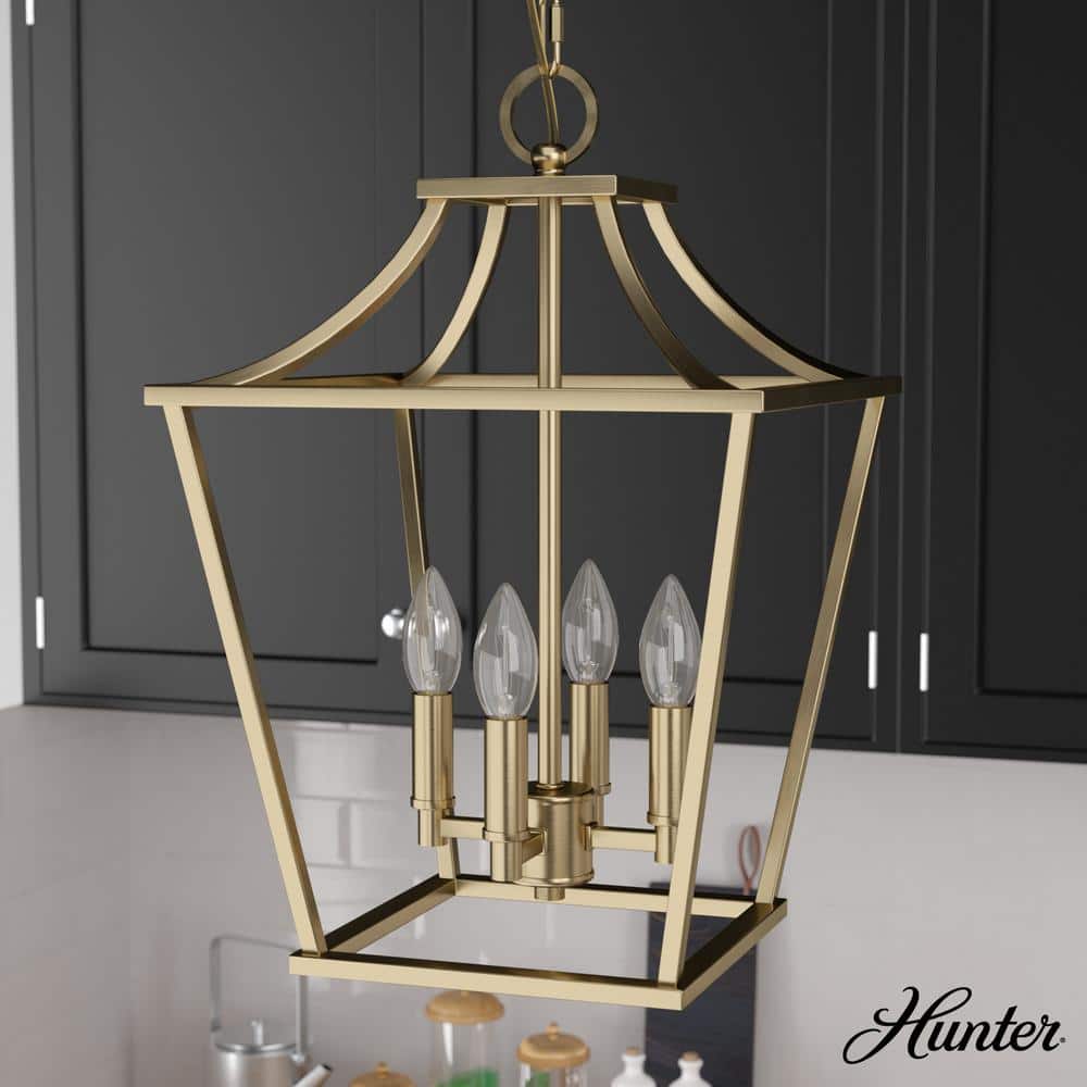 Hunter Laurel Ridge 4-Light Alturas Gold Candlestick Pendant 19066