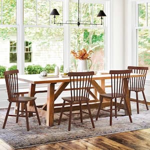 Windsor Walnut Solid Wood Dining Chairs for Kitchen and Dining Room (Set of 2)