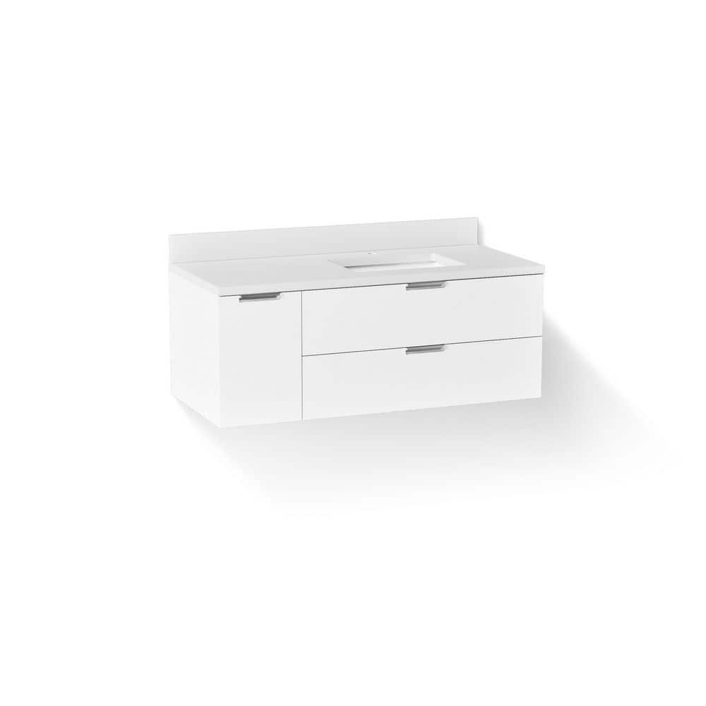 Maxstow 48 in. Single SinkWhite Bath Vanity with White Quartz Top price history on PriceWatchPro