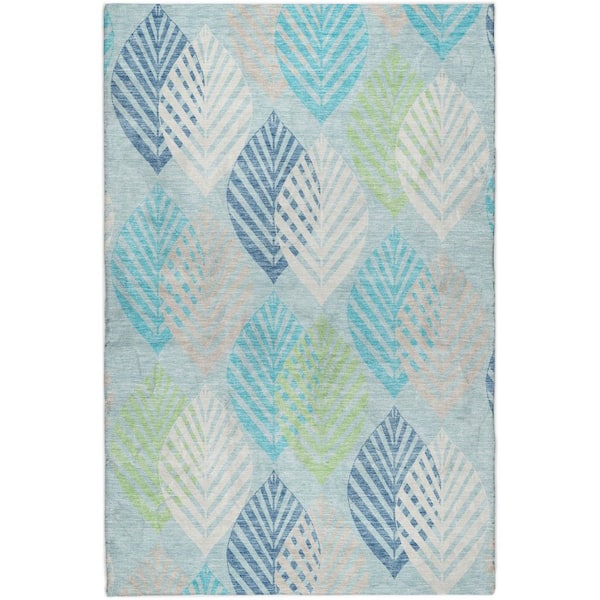 Dream Shag Premium Machine Washable Abstract ADS744 Teal 10 ft. x 14 ft. Area Rug