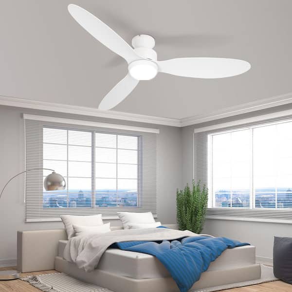 raccroc 52 in. LED Indoor Outdoor White ABS Finish Ceiling Fan with 1-Light and Remote Control