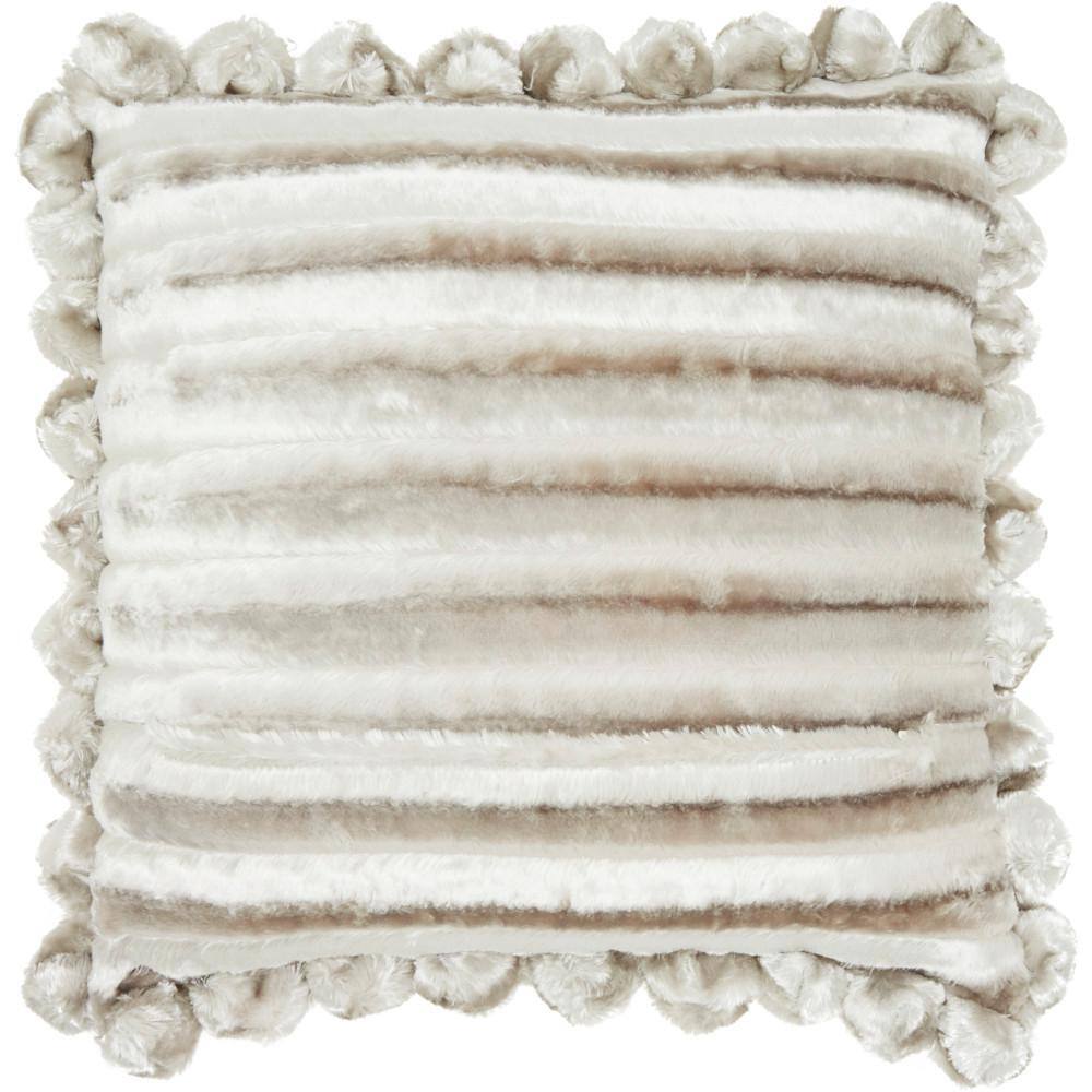 Sofia Silver Velvet Shimmer Poms 20" x 20" Throw Pillow Set
