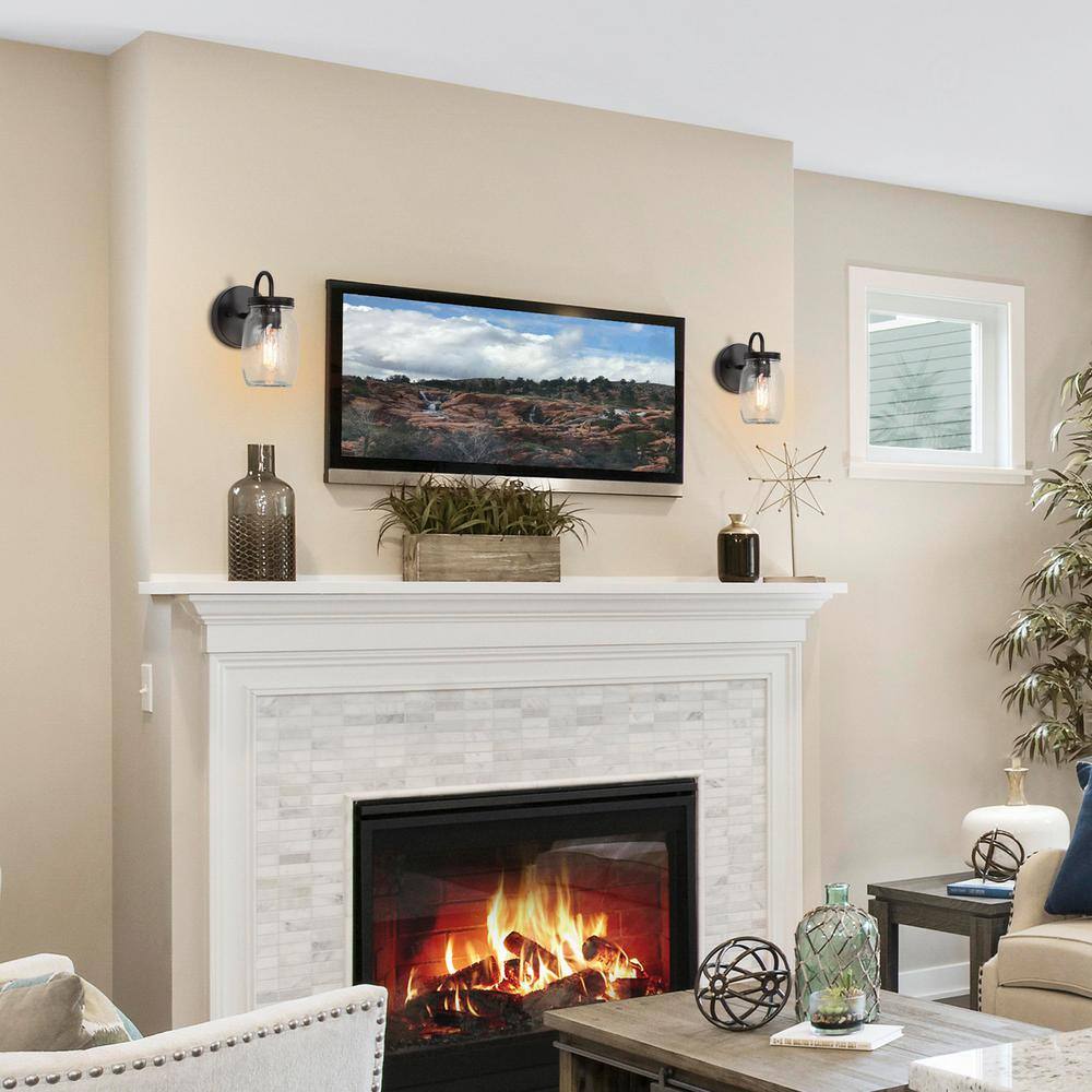 Bronze and Black Mason Jar Wall Sconce Light