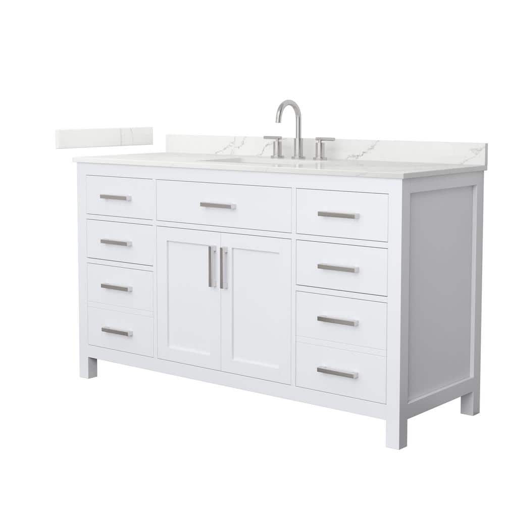 Beckett 60 in. Single Freestanding White Bath Vanity with Giotto Quartz Top (Assembled) price history on PriceWatchPro