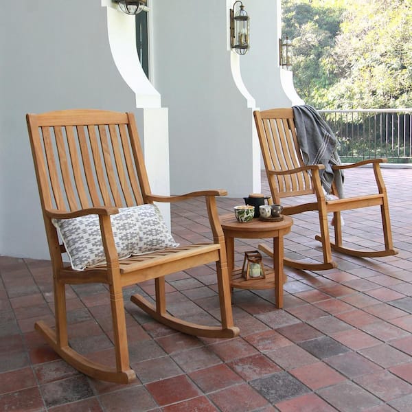 Cambridge Casual Gilmore Teak 3-Piece Solid Teak Wood Patio Conversation Set in Natural