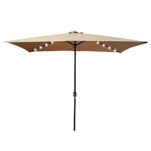 10 ft. Steel Crank and Market Tilt Patio Umbrella in Brown