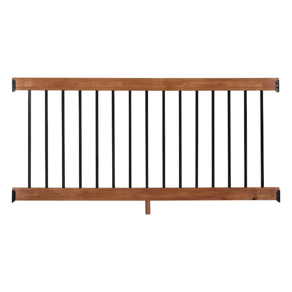 6 ft. Redwood-Tone Southern Yellow Pine Rail Kit with Aluminum Square Balusters