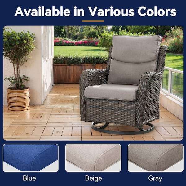 Modern 22 in. x 25 in. 4-Piece Deep Seating Outdoor Lounge Chair Cushion Set in Gray with Crescent-shaped Design