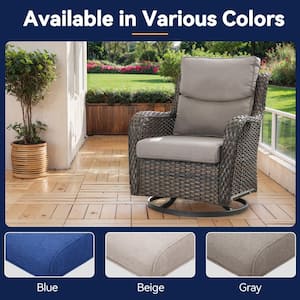 Modern 22 in. x 25 in. 8-Piece Deep Seating Outdoor Lounge Chair Cushion Set in Gray with Crescent-Shaped Design