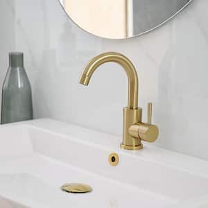 Single Hole Single-Handle Bar Faucet With Swivel Spout in Brushed Gold