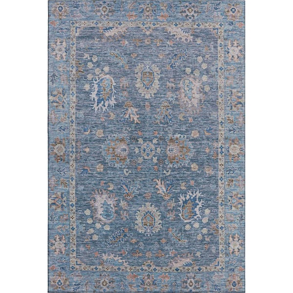 Mayfield Premium Machine Washable Abstract AMF2104 Blue 5 ft. x 7 ft. 6 in. Area Rug