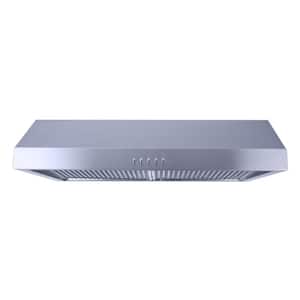 30 in. Under Cabinet Ducted Range Hood with Light and Push Button in Stainless Steel